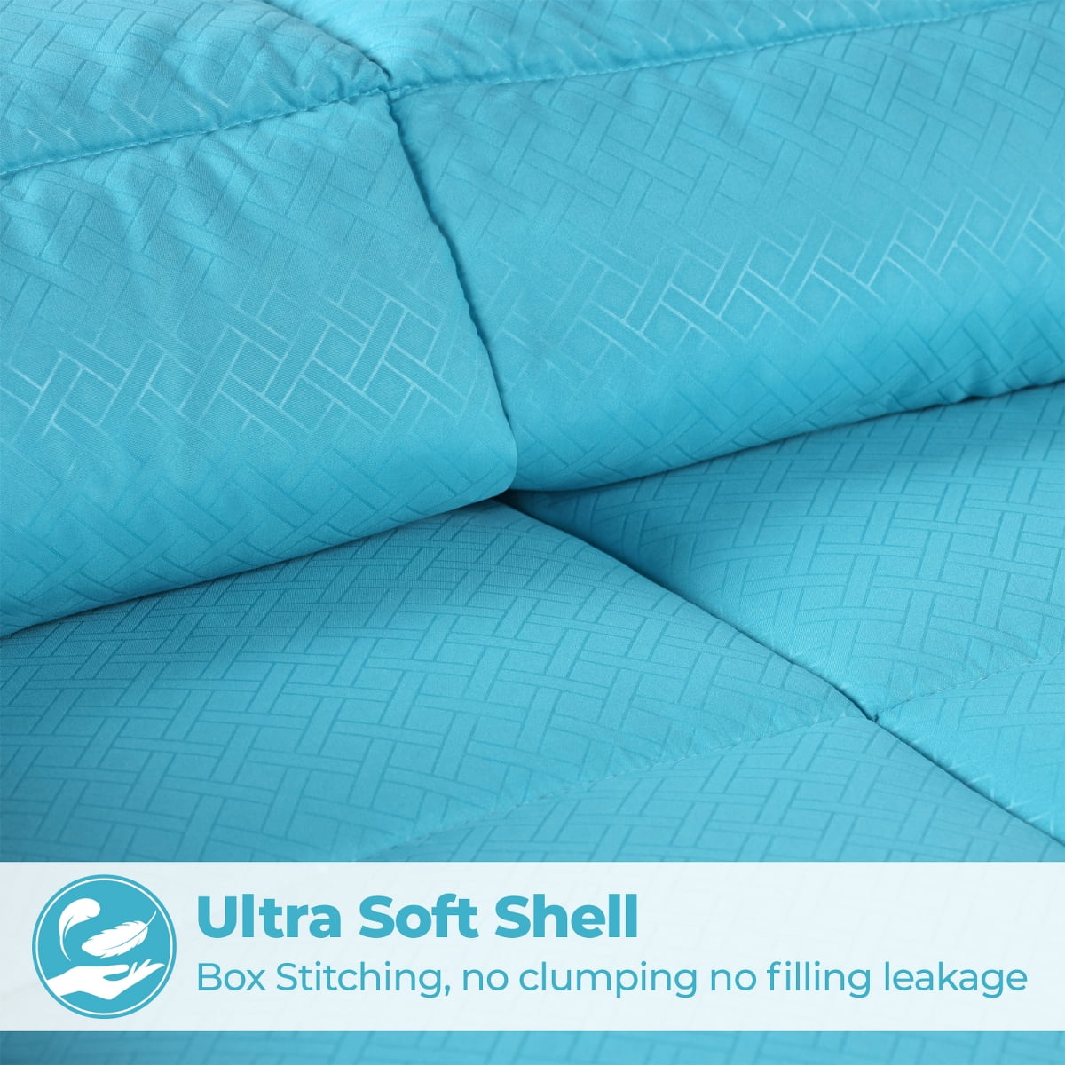 Superior Basketweave Plush Down Alternative Comforter, Full/Queen, Winter Blue