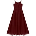 thumbnail image 4 of iiniim Kids Flower Girls Wedding Party Halter Neck Dress Birthday Bridesmaid Ruffled Hem Dress, 4 of 7