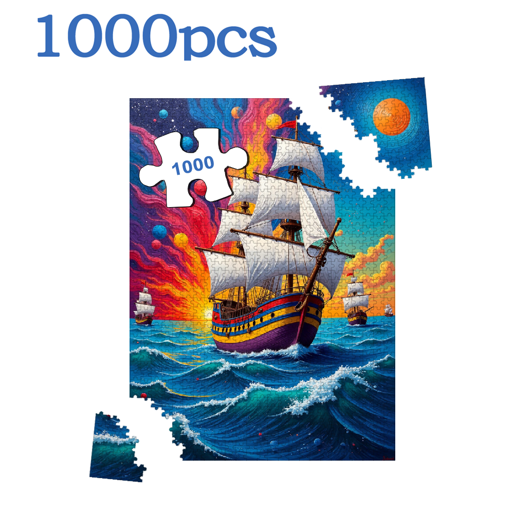 1000 pieces of vertical paper jigsaw puzzles - colorful sailing ships, with dimensions of 29.5 * 20 inches.
