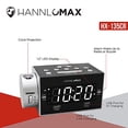 thumbnail image 4 of HANNLOMAX HX-135CR Radio Reloj Despertador con Proyección, Radio FM PLL, Alarma Dual, Puertos USB Dobles para Carga 2.4A y 1A, Pantalla LED Blanca, Adaptador AC/DC Incluido., 4 of 5