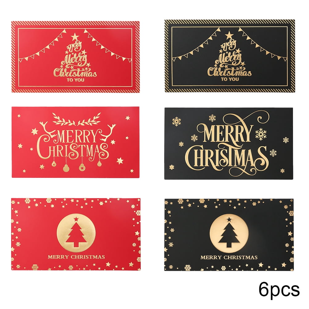 Esaierr 6PCS Christmas Thank You Cards Fine Foil Stamping Greeting Cards Christmas Cardstock with Envelopes Christmas Wishes for Friends Gifts