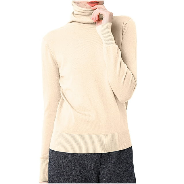 FAIWAD Womens Ribbed Undershirt Turtleneck Long Sleeve Basic Solid Color Knit Pullover Tops