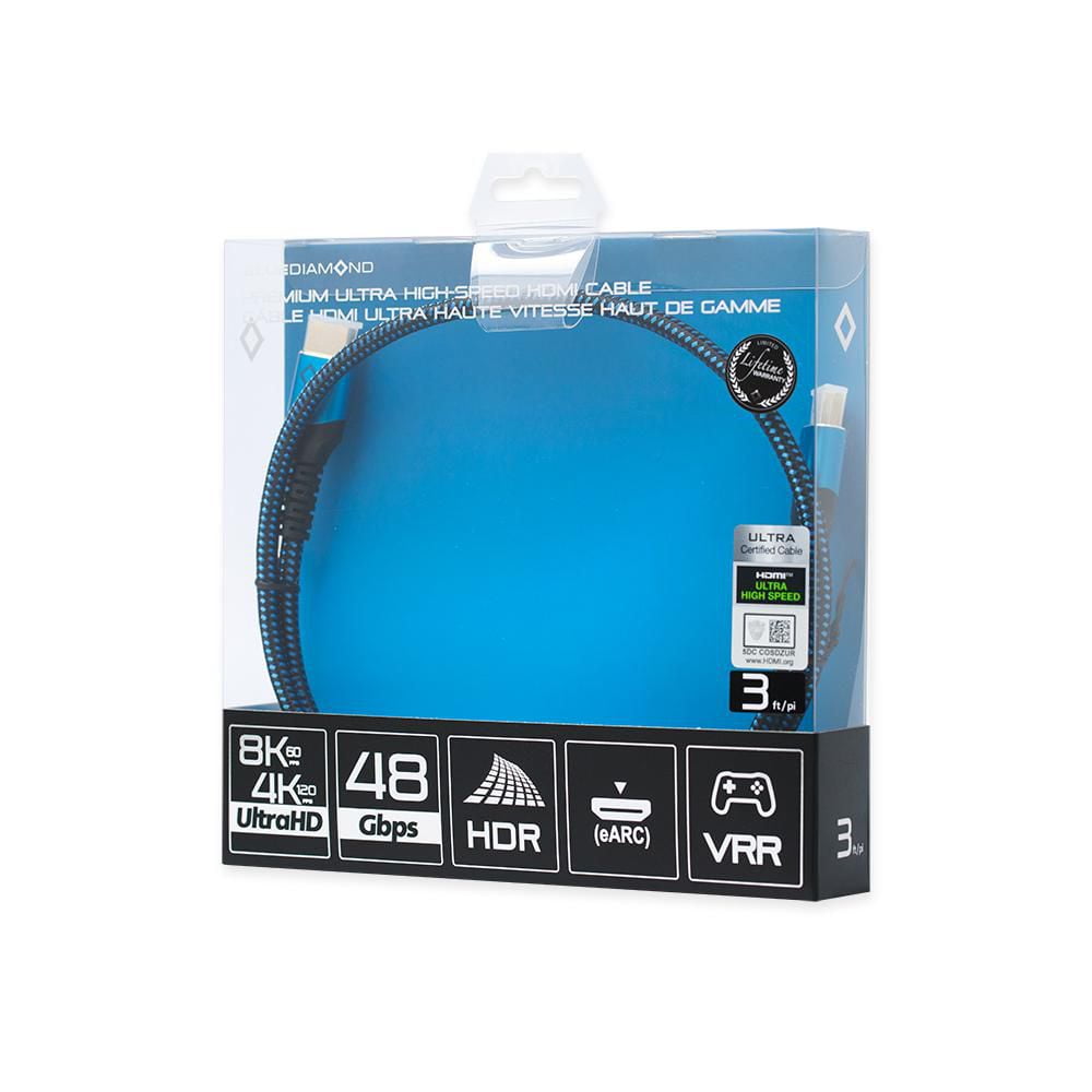BlueDiamond câble PRO HDMI 8K Ultra HD - 48Gbps - HDR Dynamique - HDMI 2.1 - 8K@60Hz, 4K@120Hz - VRR Support, 3pi