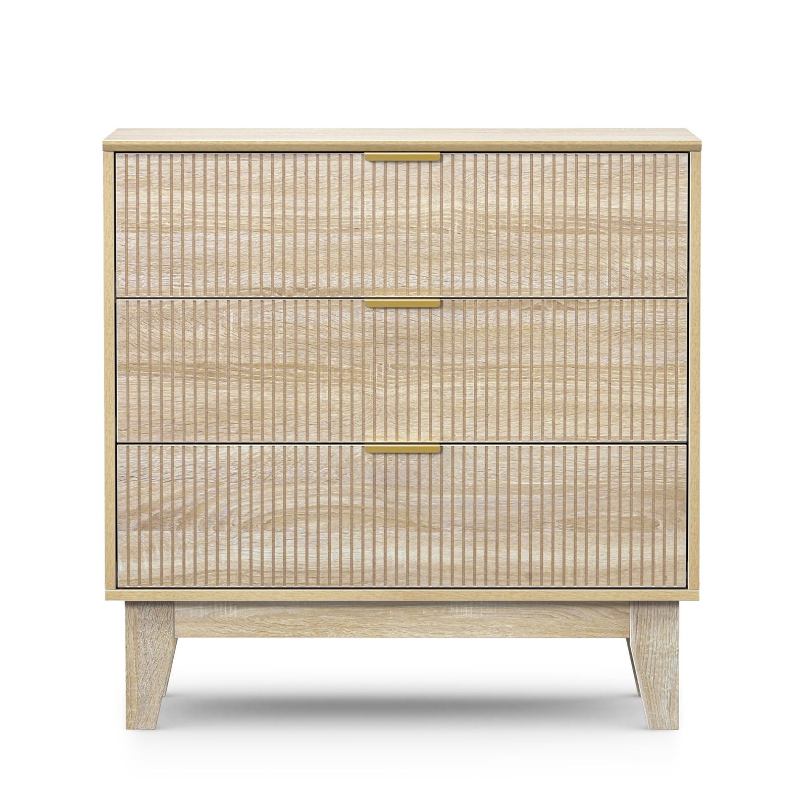 Eumyviv 3 Drawer Dresser Chest of Drawers for Bedroom,  Mid Century Modern Wood Oak Closet Storage Dresser Suitable for Living Room, Nursery, and Hallway