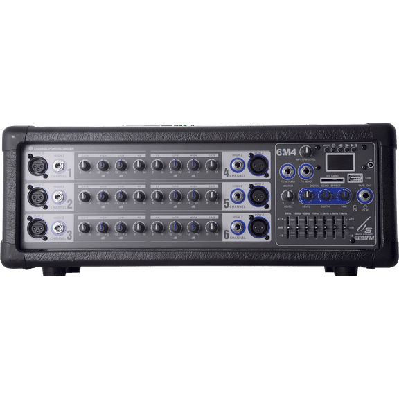Consola BACKSTAGE 6M4 amplificada USB 6 canales 400 watts 6M4