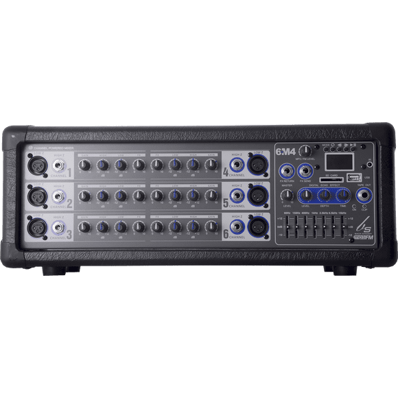 Consola BACKSTAGE 6M4 amplificada USB 6 canales 400 watts 6M4