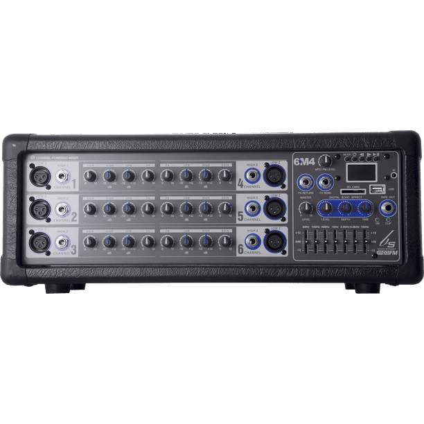 Consola BACKSTAGE 6M4 amplificada USB 6 canales 400 watts 6M4