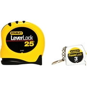 Stanley 25' Leverlock Tape Measure with Bonus 3' Keychain Tape Measure, 95-075