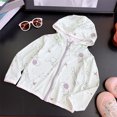 thumbnail image 2 of TSHXS Kids Rain Coat Toddler Girls Astronaut Star Print Hooded Sun Protection Jacket Thin Breathable Beach Outdoor Travel Coat(18-24 Months,Light Purple), 2 of 4