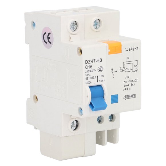 Ecomeon Miniature Circuit Breaker,1P+N 16A Miniature Circuit Breaker Ground Fault Electricity Leakage Protection Switch 230V/400V,Ground Fault Circuit Breaker