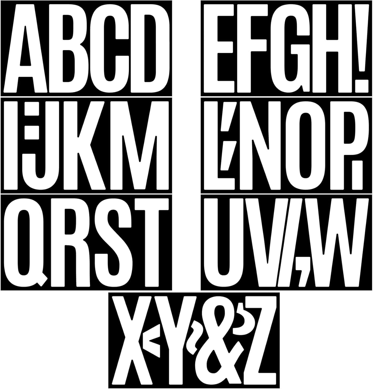 21 Sheets 6 Inch Letter Stickers, Self Adhesive Vinyl Capital Alphabet Punctuation Stickers for Mailbox, Crafts, Notice Boards - White