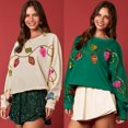 thumbnail image 4 of Sudadera con capucha y parches de purpurina, camiseta vintage, ropa de calle de manga larga ajustada estilo Harajuku, ropa de mujer, camiseta navideña, otoño e invierno 2024, 4 of 4