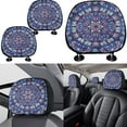 thumbnail image 4 of Garronmavis Boho Mandala Car Seat Covers Full Set Washable with Cars Headrest Protectors+Lanyards Key Ring+Auto Cup Coaster+Handbrake Gear+Shift Knob Cover for Sedan SUV Van Truck, 4 of 7