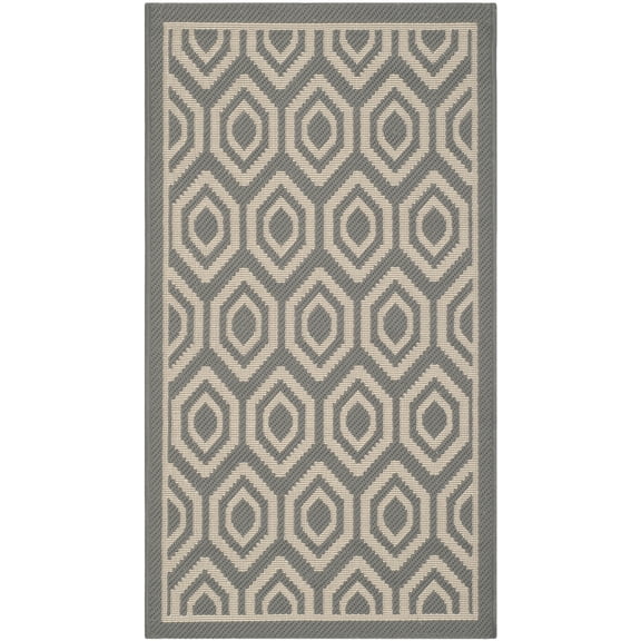 Safavieh Courtyard Amelia Geometric Indoor/Outdoor Area Rug, Anthracite/Beige, 2' x 3'7"