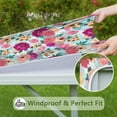 thumbnail image 6 of Pioneer Flower Floral Print Pattern Square Fitted Tablecloth with Elastic Edge,Square Table Cover,Washable Elastic Table Cover for Home Kitchen Party Decor 36"x36", 6 of 6