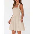 thumbnail image 2 of Merokeety Womens Summer Dresses Halter Neck Ruched Waist A Line Mini Dress Apricot l, 2 of 4