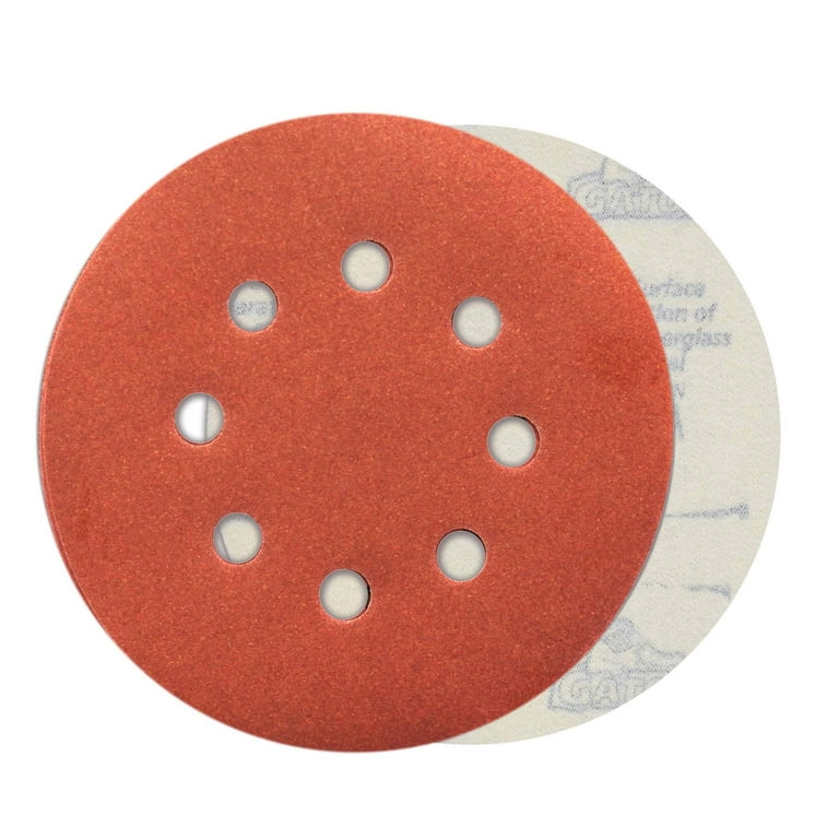Gator 5-Inch 8-Hole Red Resin Multi-Surface Hook and Loop Sanding Discs, 220-Grit, 12 pack
