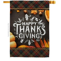 28 x 40 in. Happy Thanks Giving House Flag with Fall Thanksgiving Double-Sided Decorative Vertical Flags Decoration Banner Garden Yard Gift