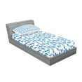 thumbnail image 2 of Ambesonne Blue Fitted Sheet & Pillow Sham Set, Raindrops Aquatic Fall, Twinxl, Blue and White, 2 of 2