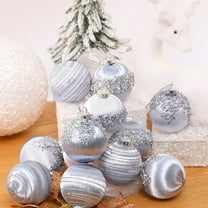 6 Pack Champagne Silk Thread Velvet Christmas Balls 2.36in Shatterproof Decorative Ornaments with Glitter and Sequin Design Hanging Baubles for Christmas Tree Holiday Party Home Decor
