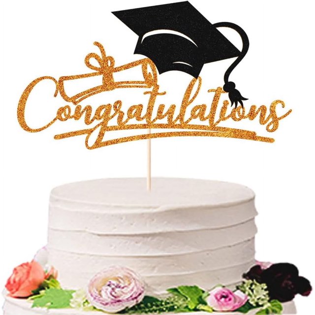 HAHDAXIA Félicitations 2022 Décoration de Gâteau de Collation des Grades, Décoration de Gâteau de Collation des Grades - Fournitures de Fête de Collation des Grades Lycée/université/senior 2022 (Orange et Noir)