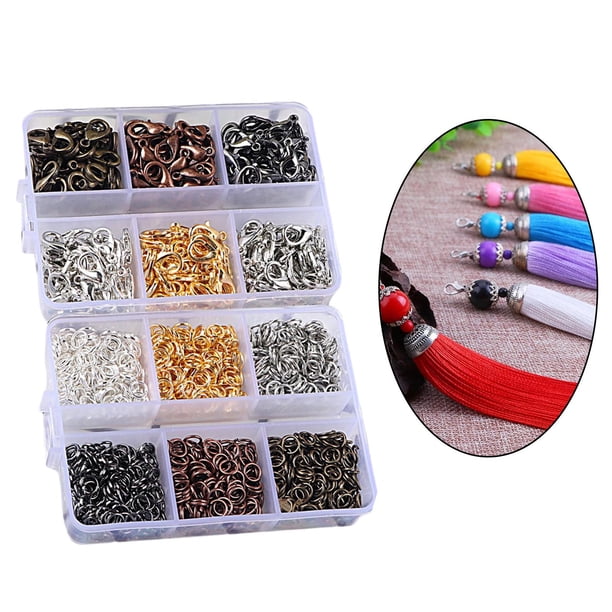 Kit Fermoirs Mousqueton & Anneaux Ouverts – 50 Or + 50 Argent + 800 Anneaux + 240 Pointes – DIY Bijoux