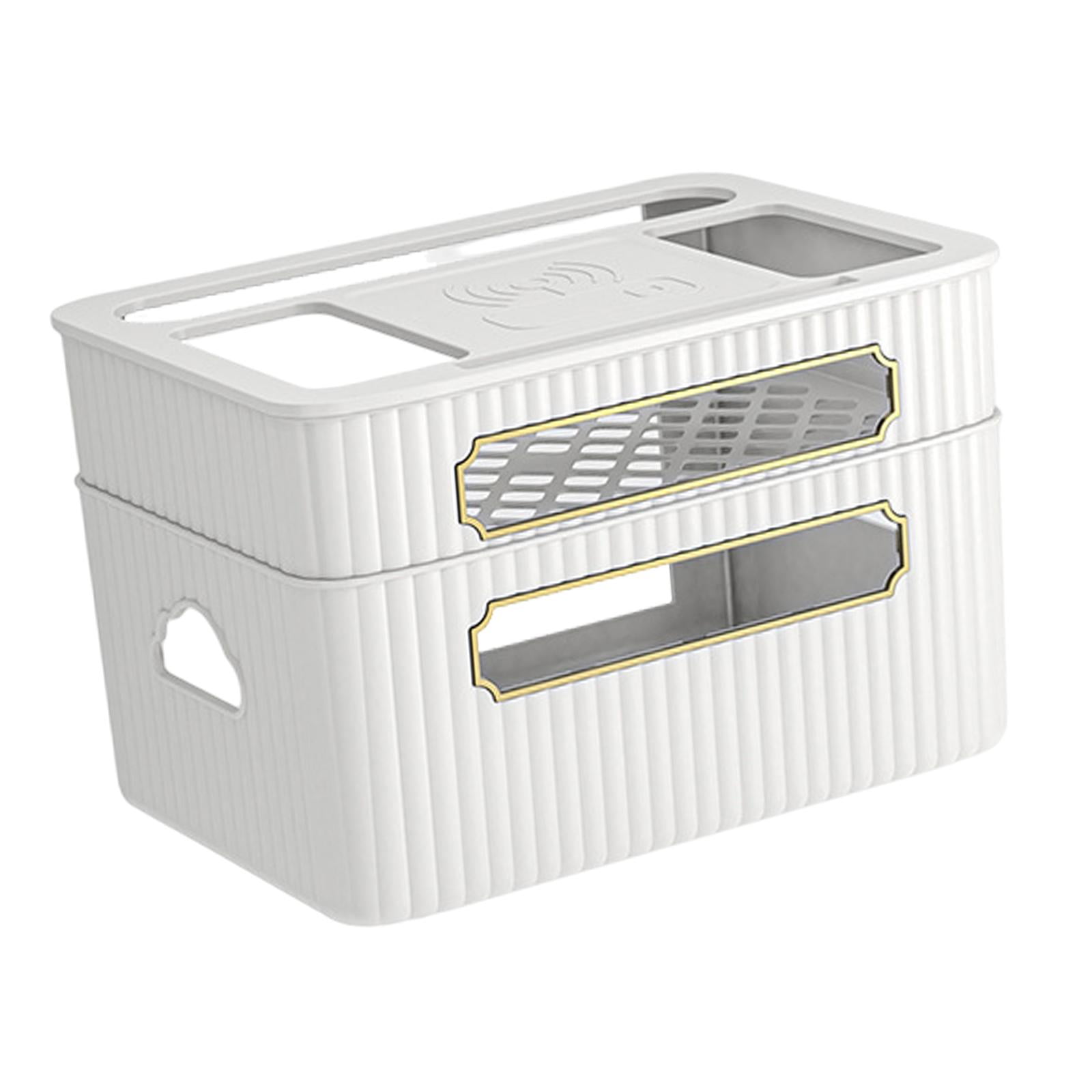 Fiocias Router Storage Box Cable Management Box Space Saving Wire Cable Storage Case for White 2 Tier