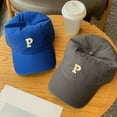 thumbnail image 4 of Unisex Embroidery P Letter Print Extended Brim Adjustable Baseball Hat Sunscreen Visor Sun Hat Fashion Accessories, 4 of 7