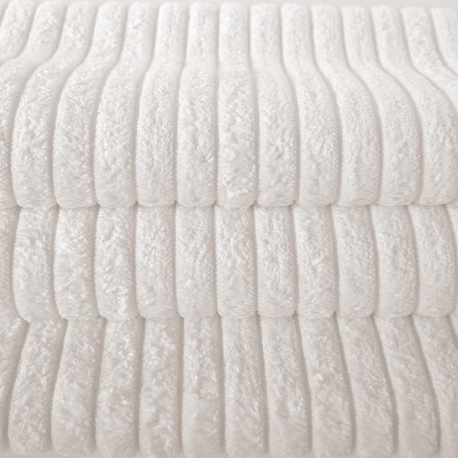 Soft Corduroy Striped Velvet Series Decorative Throw Pillow, 18" x 18", Off White, 2 Pack