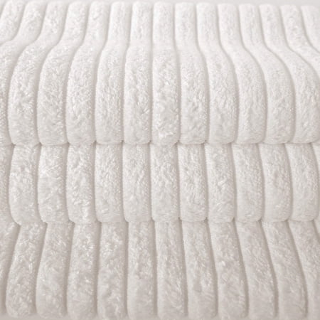 Soft Corduroy Striped Velvet Series Decorative Throw Pillow, 18" x 18", Off White, 2 Pack