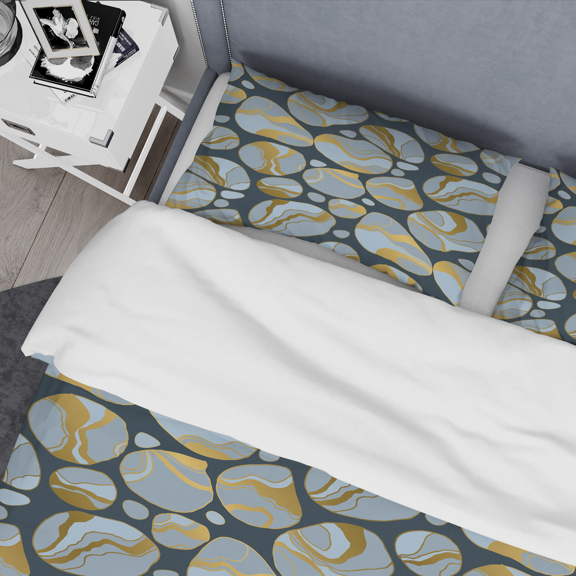 Designart 'Golden Marble Design IV' Mid-Century Modern Duvet Cover Set