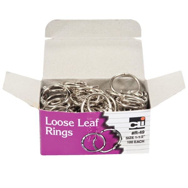 Loose Leaf Book Rings, 11/2", 100 Per Box, 2 Boxes