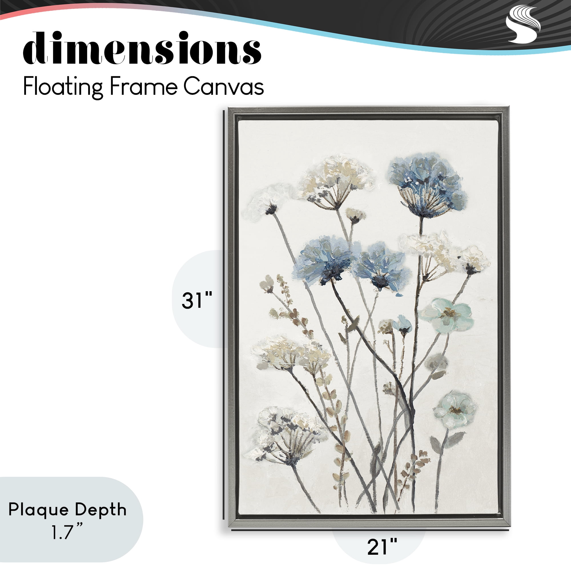 Stupell Industries Blue & Beige Garden Gray Framed Floater Canvas Wall Art, design by Patricia Pinto