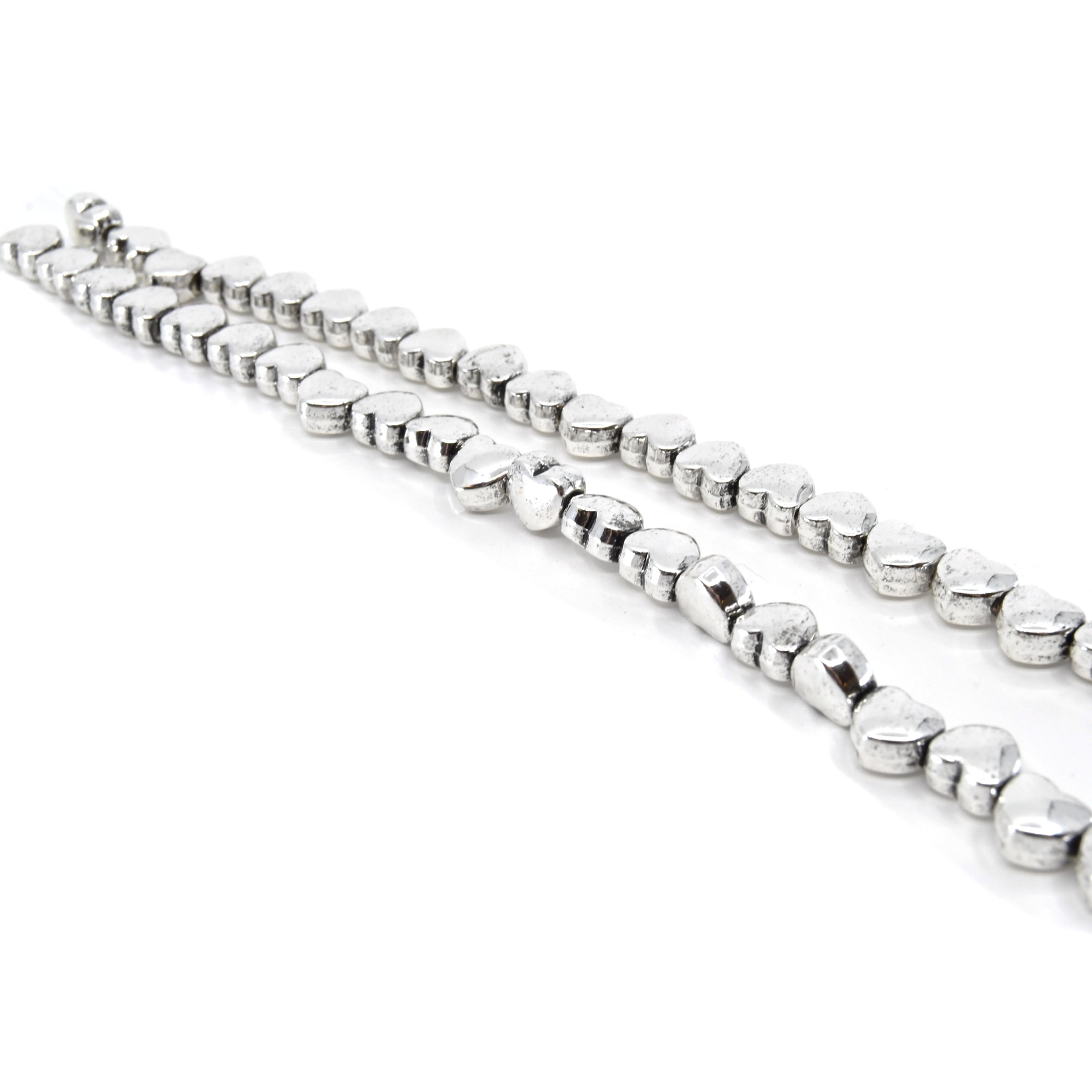 Blue Moon Beads Silver Alloy Heart Bead Strand, 15 inches, 2 Pieces
