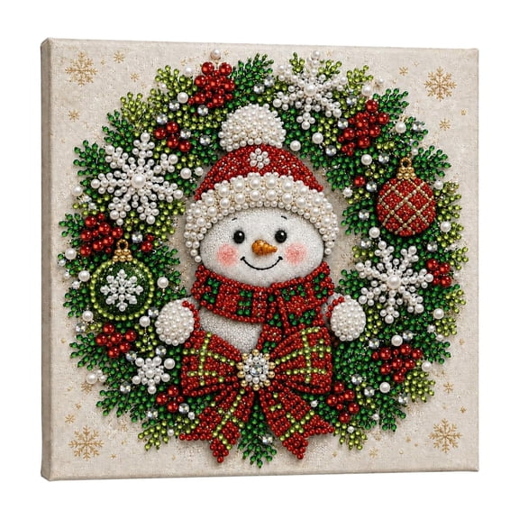 syligr Snowman Christmas Diamond Art for Adults, Vintage Christmas Pearl Art Kits, DIY Pearl Diamond Kit, Winter Bead Crafts Ornament, Xmas Party Decorations for Mantel, Unique Gift/Favors