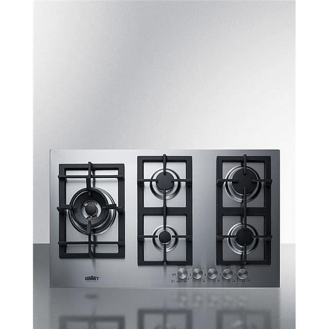 Summit Appliance GCJ536SS 34 Po Acier Inoxydable Grand Cuisinière à Gaz à 5 Brûleurs, Acier Inoxydable