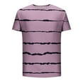 thumbnail image 5 of DeHolifer Mens T-shirts Plus Size Short Sleeve Strip Printed Crewneck T-shirts Loose Casual Holiday Pullover Tops Pink XL, 5 of 5