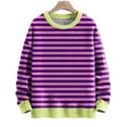 thumbnail image 4 of SNOWSONG Sweaters for Women, Womens Fall Crew Neck Striped Comfy Loose Oversized Knitted Pullover Sweater, Oversized Sweaters, Long Sleeve Sweaters for Women, Women's Tops 1PC Sweater Purple L, 4 of 4