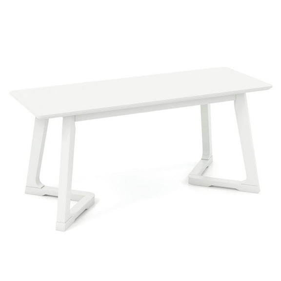 Kadyn Ottoman Bench, Bench Ottoman,42 Inch Modern Entryway Bench Long Dining Bench with Rubber Wood Legs-White