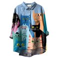 thumbnail image 2 of Women's Dressy Casual Tops Spring Fashion Business Blouses Long Sleeve Collared Cute Cat Print Button Down Work Shirts, 2 of 3