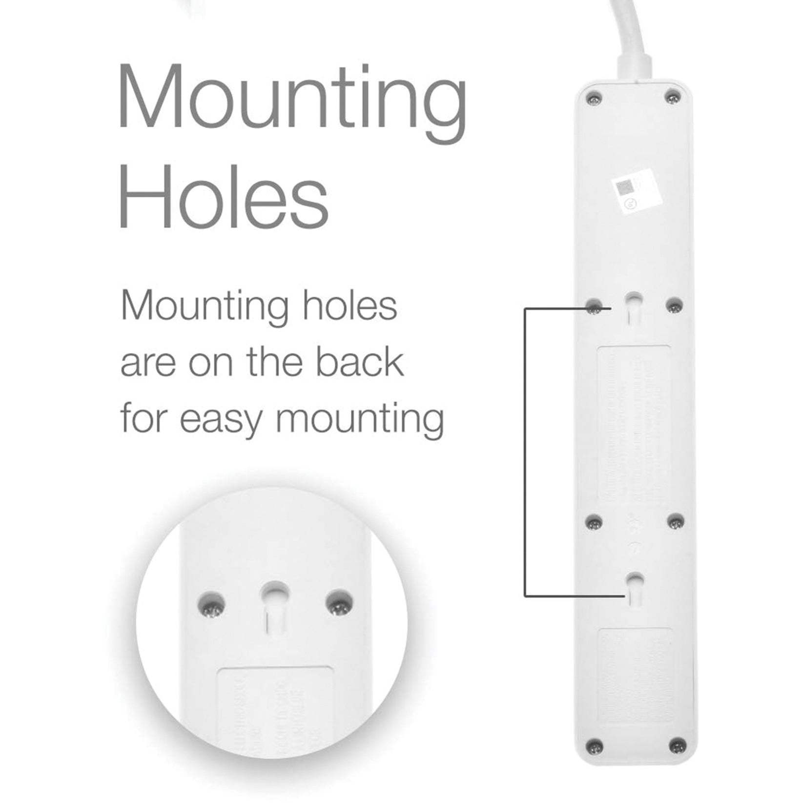 Digital Energy 6-Outlet Surge Protector Power Strip with 25-Feet Long Extension Cord, White