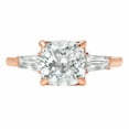 thumbnail image 5 of 3.5 ct Cushion Cut Genuine Cultured Diamond VS1-VS2 J-K 18K Rose Gold Three-Stone Promise Wedding Statement Engagement Designer Ring W/ Crystal side stones size 9, 5 of 7