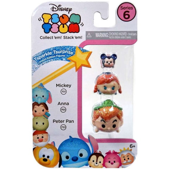 Disney Tsum Tsum Series 6 Tsparkle Tsurprise Mickey, Anna & Peter Pan Minifigure 3-Pack