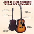 thumbnail image 3 of ADM Dreadnought Kit de guitarra acústica con lección gratuita para principiantes, adultos, adolescentes, tamaño completo, guitarra acústica, juego de iniciación con bolsa, correa, afinador, capo, golp, 3 of 5