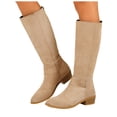 thumbnail image 5 of Boots for Women Winter Comfortable Versatile Round Toe Low Chunky Heel Knee High Boots Women Casual Cozy Fashion Short Boots for Party Daily Wear, 5 of 9