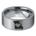 thumbnail image 2 of Tungsten Missouri Show Me State Heart Band Ring 8mm Men Women Comfort Fit Gray Flat Cut Brushed Polished, 2 of 4