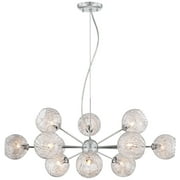 Possini Euro Design Wired Chrome Chandelier Lighting 32 Wide Modern Sputnik Art Glass 12-Light Fixture for Dining Room House Foyer Kitchen Island