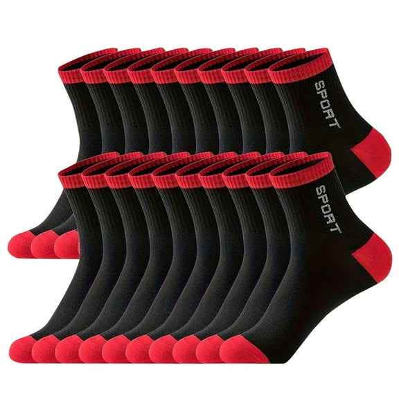 Darzheoy Men's Socks 10PC Thin Casual Sweat Absorbing Solid Color Breathable Athletic Mid Socks