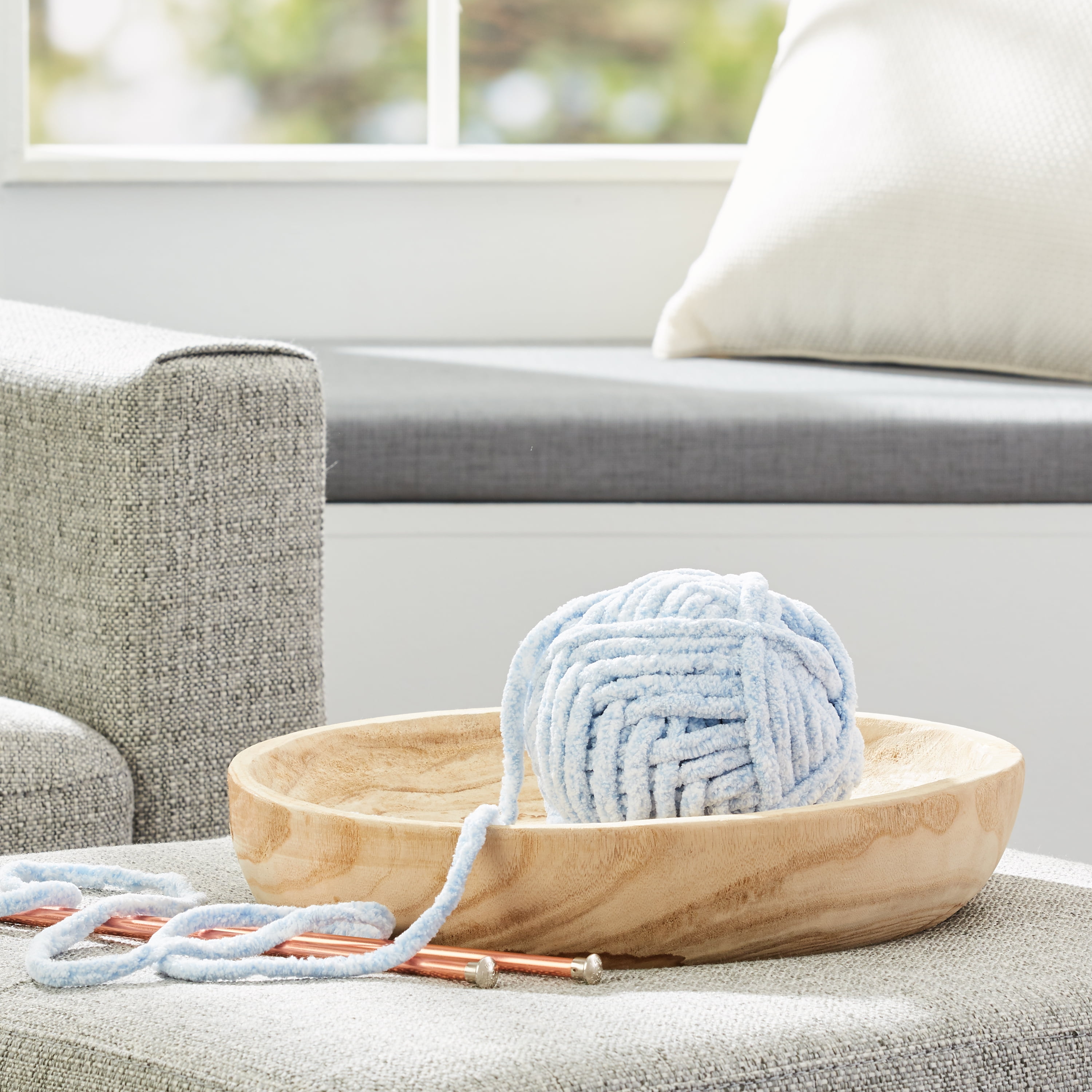 (2 pack) Mainstays Chenille Heathered Yarn Blue, 33 Yards, 100 Percent Polyester, Super Bulky Weight