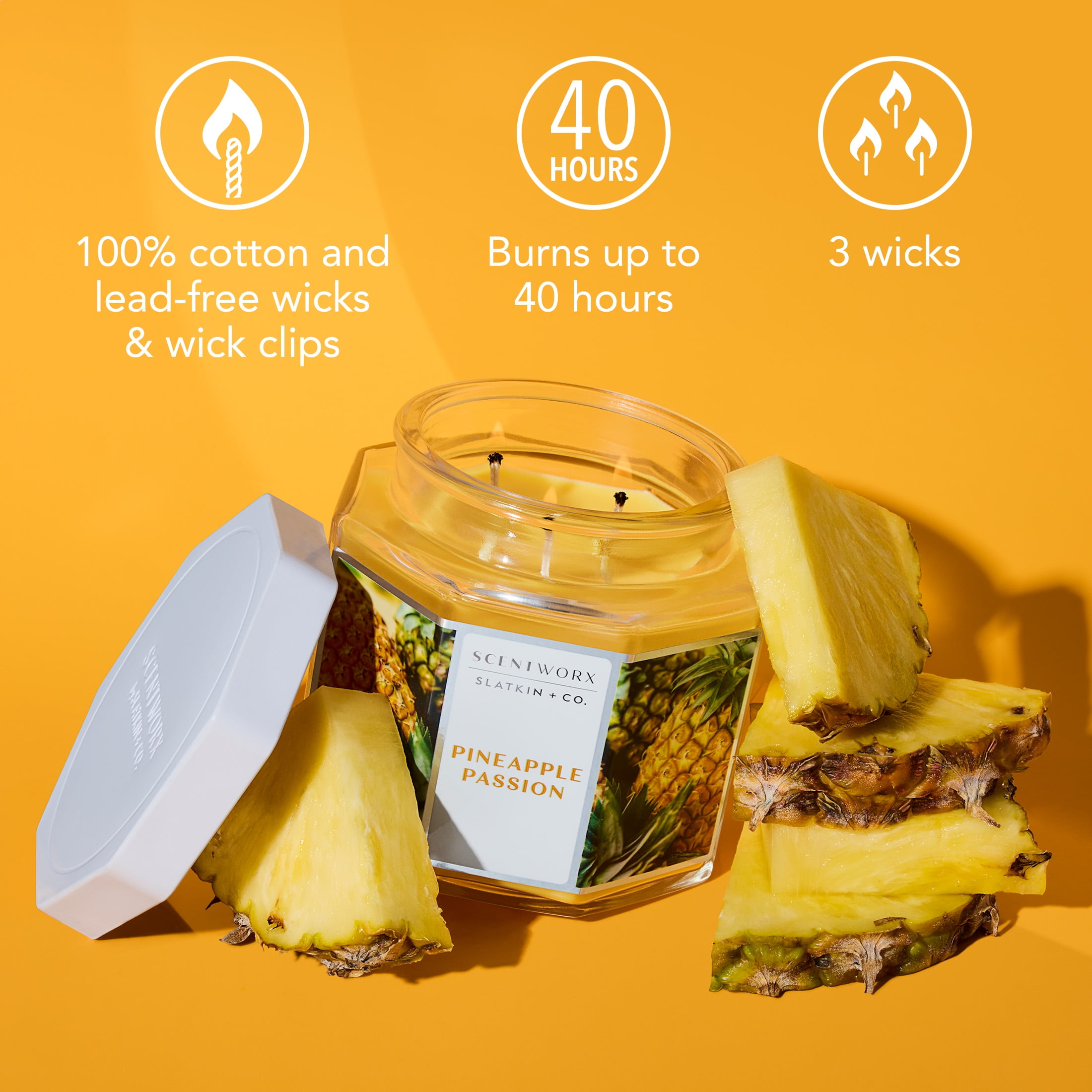 Scentworx 14.5 oz Pineapple Passion 3-Wick Jar Candle by Slatkin